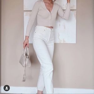 Zara brand white mom jeans